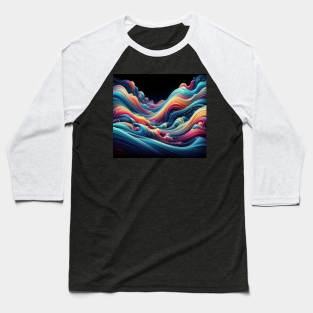 Flowing liquid creates vibrant wave pattern design Baseball T-Shirt